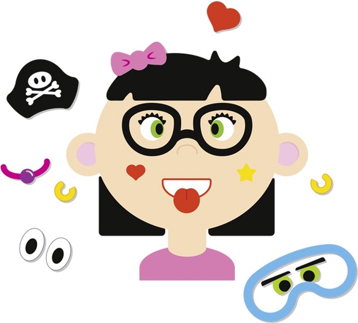 Magnetic game, funny faces girl