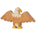 Wooden eagle figure on a white background