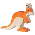 Wooden kangaroo toy figure on a white background
