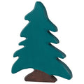 Teal wooden tree figure on a white background