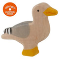 Wooden Sea Gull bird toy with 'spiel gut' logo on a white background