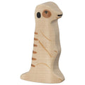 Wooden meerkat figurine on a white background