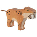 Wooden tiger toy figure on a white background