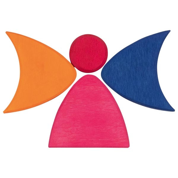 Colorful wooden shape puzzle on a white background