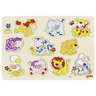 Wooden Lift-Out Puzzle – Baby Animals II (10 Pieces)