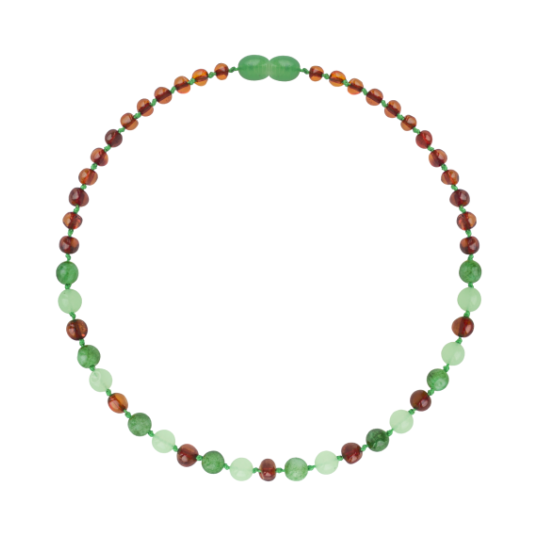 Amber Adult Necklace - Cognac • Green Jade