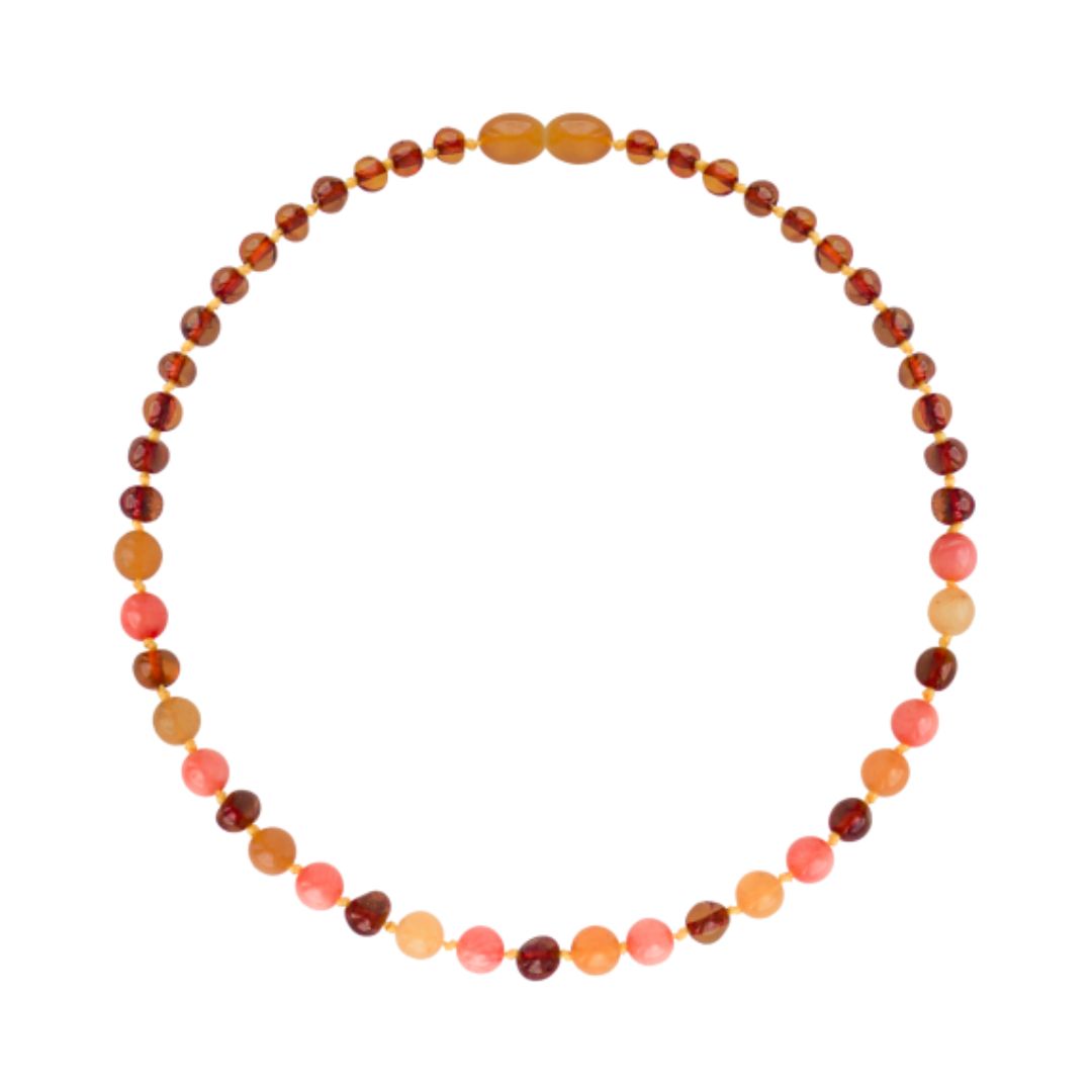 Amber Baby & Toddler Necklace - Cognac • Aventurine • Coral