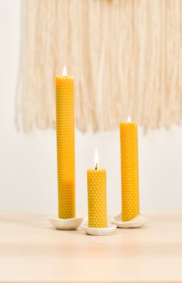 Rolled Beeswax Taper Candle Small