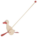 Wooden goose pull toy on a white background