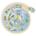 Circular animal puzzle with wooden frame 