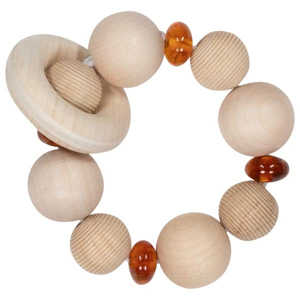 Wooden Rattle Ring - Amber