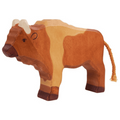 Wooden bison toy on a white background