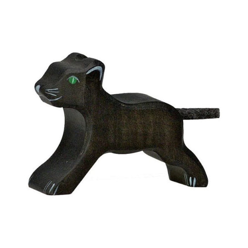 Black wooden baby panther by holztiger