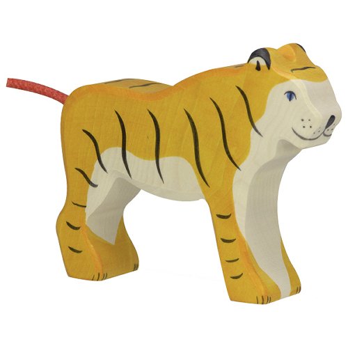 Toy tiger figure on a white background