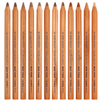 Row of wooden Lyra colored pencils with visible branding on a white background