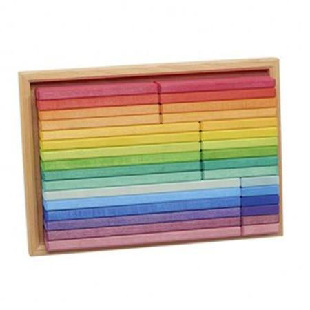 Wooden Blocks - Rainbow Building Slats in Tray 32 pcs-Wooden Blocks-Glückskäfer-4038162524016-Stardust-Store