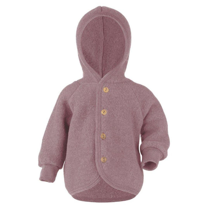 Woolfleece Jacket with Hood and Wooden Buttons-Coats & Jackets-Engel Natur-4046304233900-Rosewood-0-3 Months (50-56 cm)-Stardust-Store