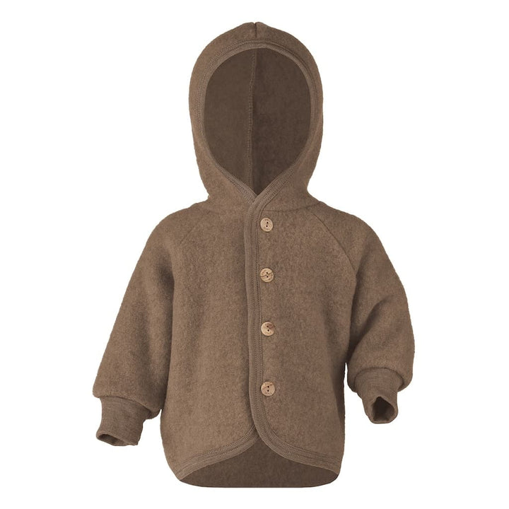 Woolfleece Jacket with Hood and Wooden Buttons-Coats & Jackets-Engel Natur-4046304232446-Walnut-0-3 Months (50-56 cm)-Stardust-Store