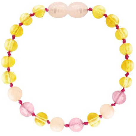 Baby & Toddler Bracelet - Amber-Bracelets-Amber-Lemon • Rose Quartz and Pink Jade-Stardust-Store