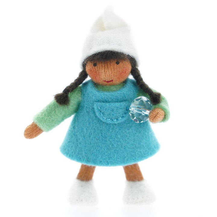 Gnome Girl with Crystal-Winter Flower Fairies-Ambrosius-Brown-Stardust-Store