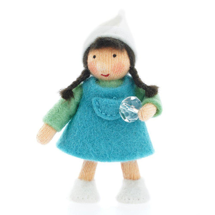 Gnome Girl with Crystal-Winter Flower Fairies-Ambrosius-Light Brown-Stardust-Store
