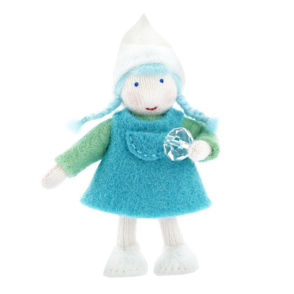 Gnome Girl with Crystal-Winter Flower Fairies-Ambrosius-White-Stardust-Store