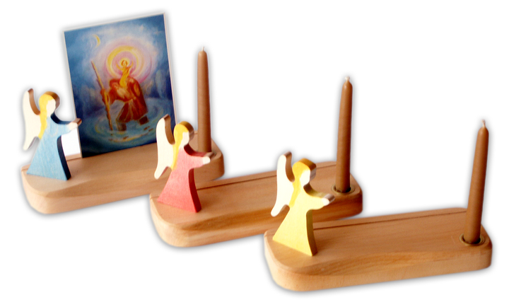 Wooden Angel Cardholder with Candleholder-Advent & Christmas-Stardust-Red-Stardust-Store