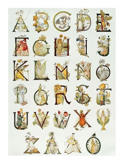 Ottilia Adelborg Alphabet - A4 Postcard-Posters, Prints, & Visual Artwork-Hjelms-7393182179002-Stardust-Store