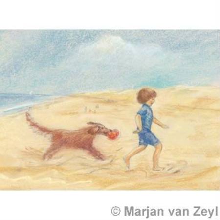 Marjan van Zeyl Dog on the Beach - Postcard-Spring - Summer Postcards-Marjan van Zeyl-8717185563535-Stardust-Store