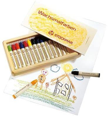 16 Beeswax Stick Crayons - in Wooden Box-Crayons-Stockmar-4019365325006-Stardust-Store