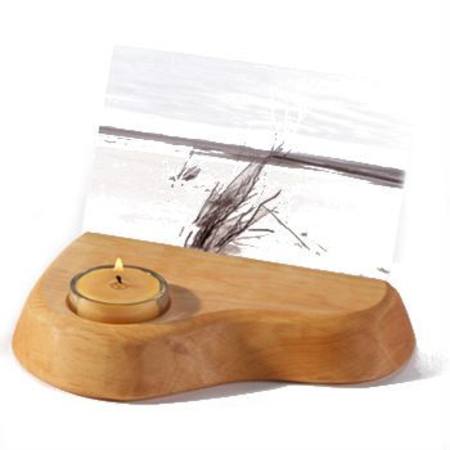 Wooden Card Holder with Beeswax Tealight Candle-Candle Holders-Mercurius--Stardust-Store