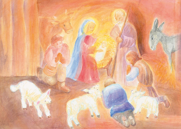 Dorothea Schmidt Adoration from the Shepherds - Postcard-Advent & Christmas Postcards-Waldorf Postcards-4251055437259-Stardust-Store