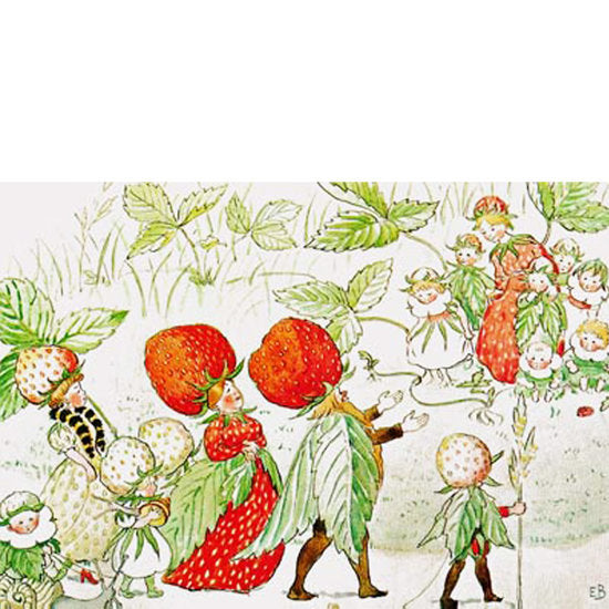 Elsa Beskow The Strawberry Family - Postcard-Spring - Summer Postcards-Hjelms-7393182160482-Stardust-Store