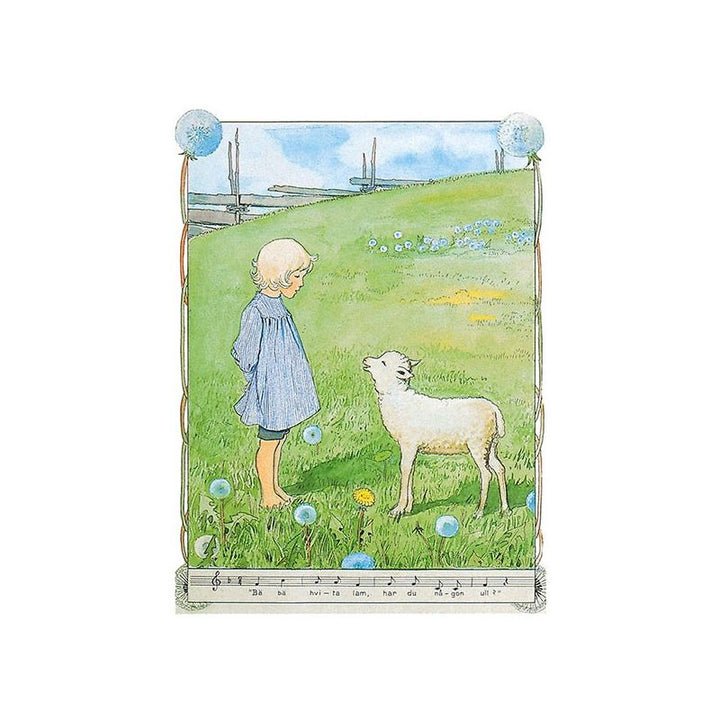 Elsa Beskow Child and Lamb - Postcard-Spring - Summer Postcards-Hjelms-7393182160833-Stardust-Store