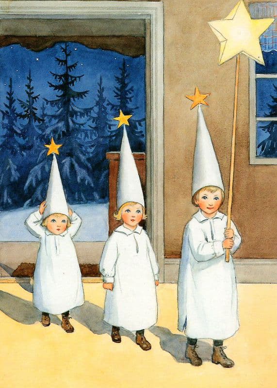 Elsa Beskow Star Children - Postcard-Advent & Christmas Postcards-Hjelms-7393182210934-Stardust-Store