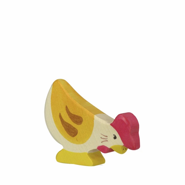 Hen Pecking Yellow-Figurines-Holztiger-4013594800167-Stardust-Store