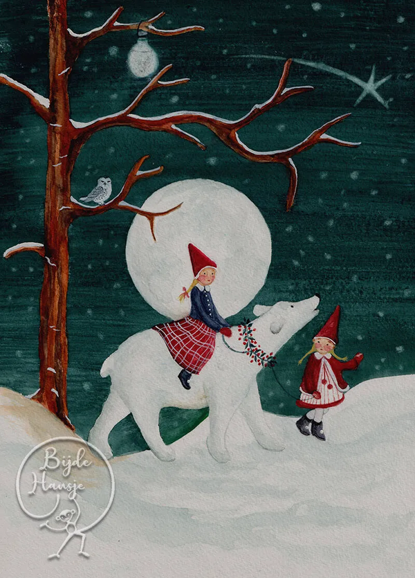 Polar Children - Postcard-Autumn - Winter Postcards-Bijdehansje--Stardust-Store