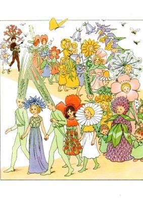 Elsa Beskow Flower Party Parade - Postcard-Spring - Summer Postcards-Hjelms-7393182169003-Stardust-Store
