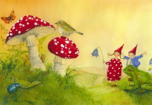 Daniela Drescher Pippa and Pelle Mushrooms - Postcard-Autumn - Winter Postcards-Waldorf Postcards-8717027011866-Stardust-Store