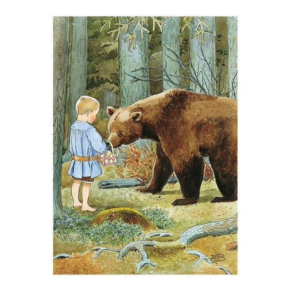 Elsa Beskow Boy & Bear - Postcard-Autumn - Winter Postcards-Hjelms-7393182160604-Stardust-Store