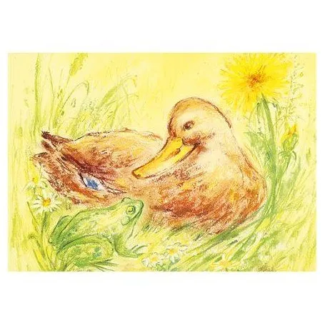 Marjan van Zeyl Duck and Frog - Postcard-Spring - Summer Postcards-Marjan van Zeyl--Stardust-Store