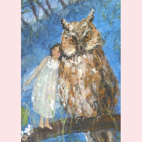 Daniela Drescher In The Land Of Fairies Owl - Postcard-Autumn - Winter Postcards-Waldorf Postcards-8717027011989-Stardust-Store