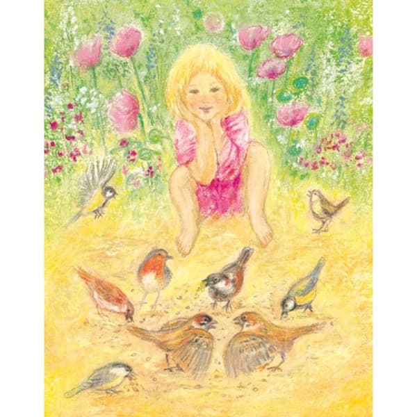 Marjan van Zeyl Girl with Birds - Postcard-Spring - Summer Postcards-Marjan van Zeyl-8717185563580-Stardust-Store