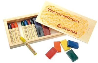 8 Block & 8 Stick Beeswax Crayons - in Wooden Box-Crayons-Stockmar-4019365325815-Stardust-Store