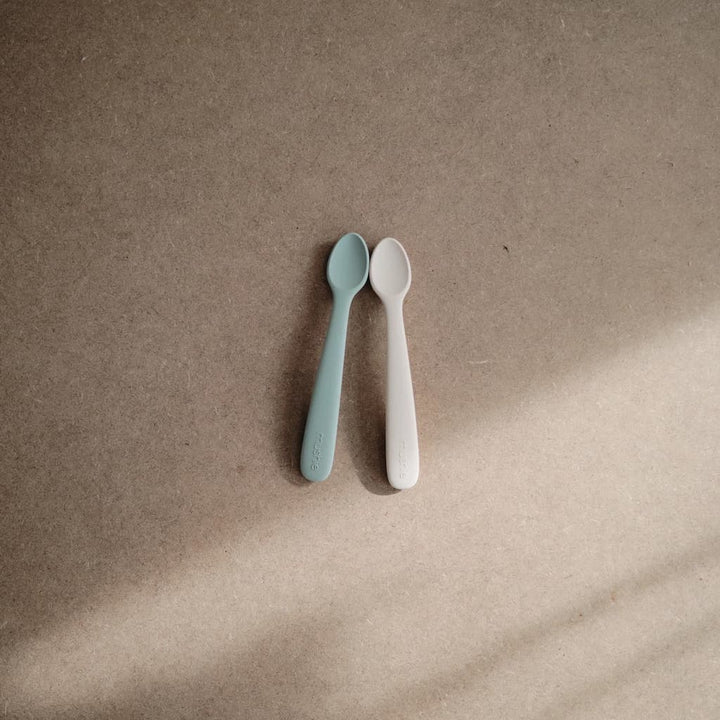 2-Pack Silicone Feeding Spoons-Spoons-Mushie-Cambridge Blue / Shifting Sand-Stardust-Store