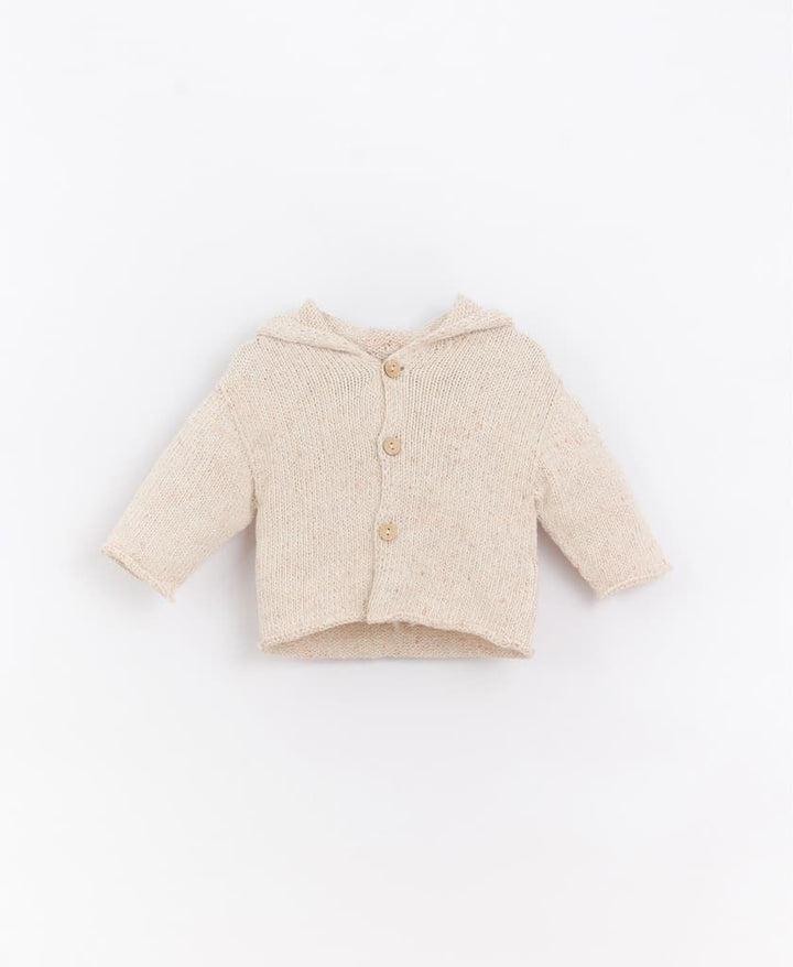 Knitted Jacket in Blended Yarn of Cotton and Recycled Fibers-Outerwear-Play Up-0 MONTHS-Stardust-Store