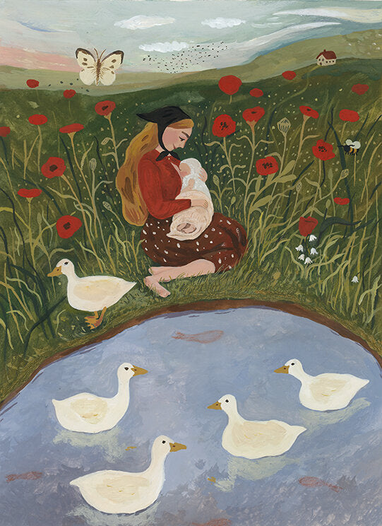 Tijana Draws Breastfeeding in Poppy Field-Spring - Summer Postcards-Tijana Draws-Foldable Card-Stardust-Store