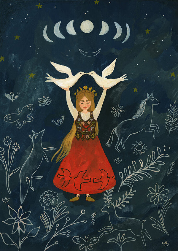Tijana Draws Walk in the Moon Dust-Autumn - Winter Postcards-Tijana Draws-Foldable Card-Stardust-Store